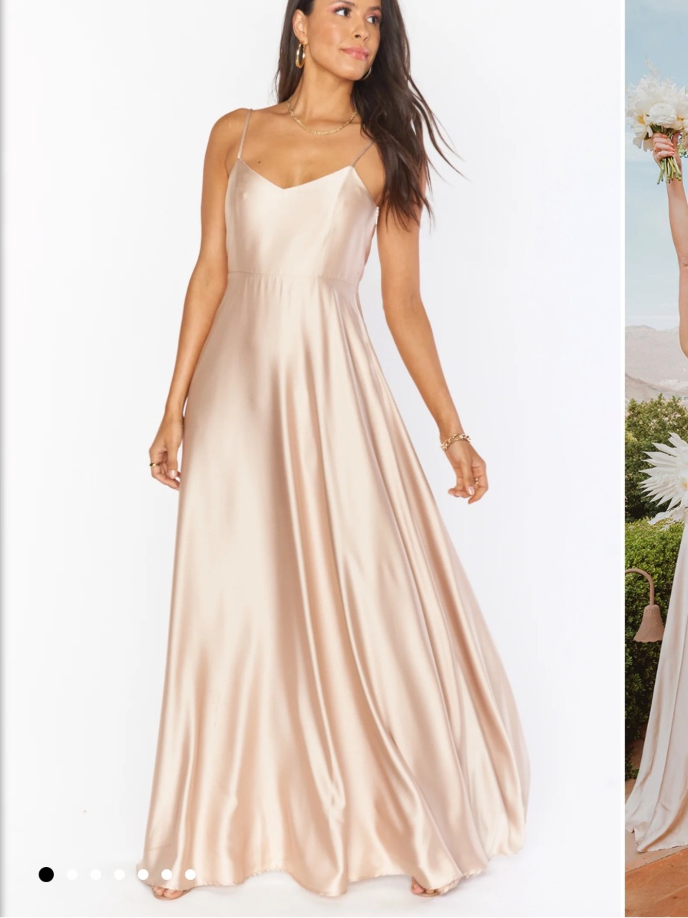 Show Me Your Mumu Faith Maxi Dress in Champagne Satin Luxe
